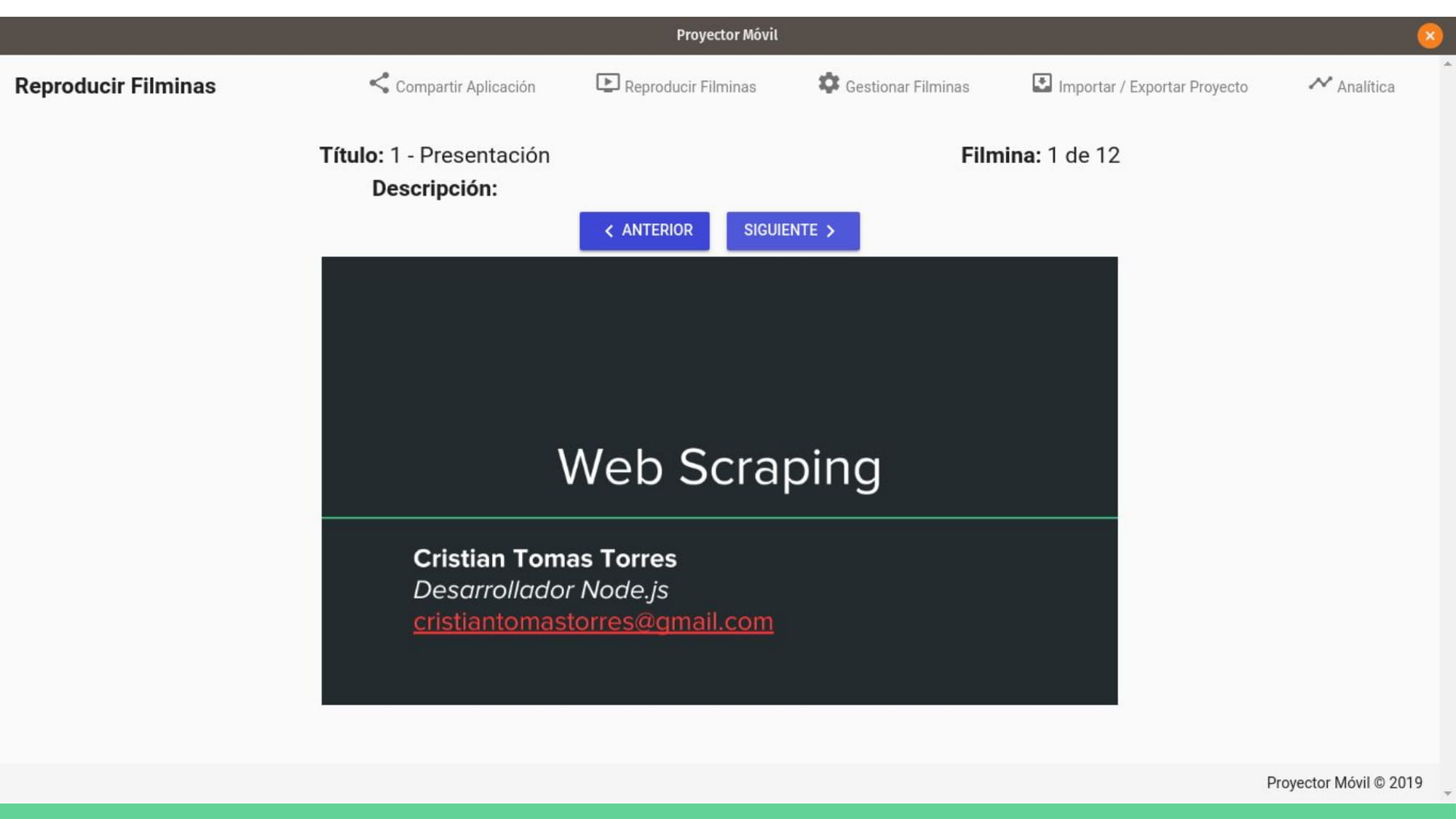 Screenshot Proyector Movil